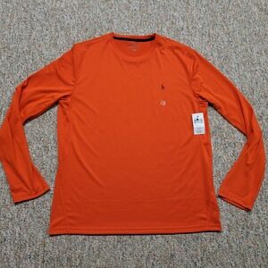 Polo Ralph Lauren Performance Shirt Mens Medium Orange Long Sleeve Pullover 67